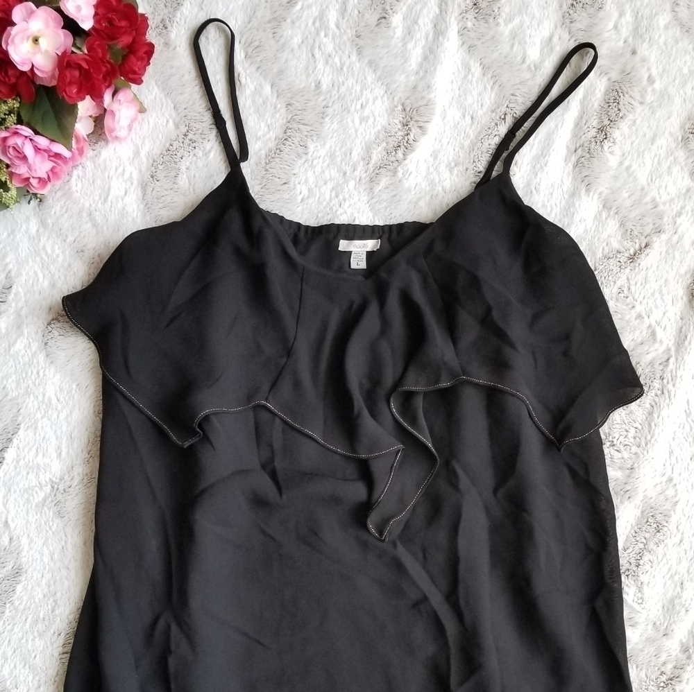 ✨️CL Ecote Sleeveless Ruffle Collar‎ Strap Blouse Size L